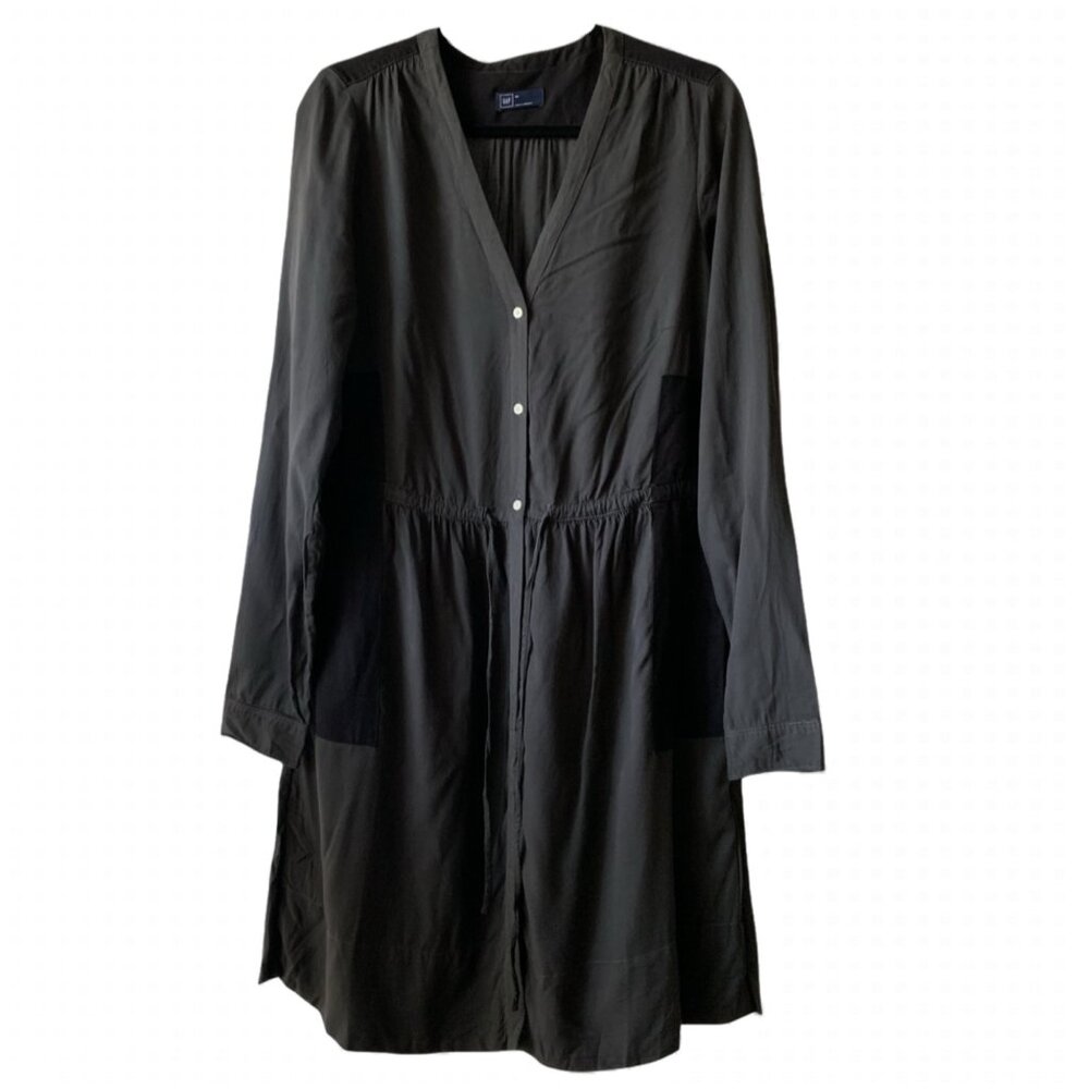 🖤 Versatile GAP Black / Charcoal Colorblock Button-Down Shirt Dress ✨